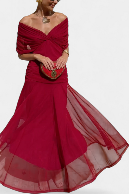 Amarilla – Vestido maxi con escote en V para mujer