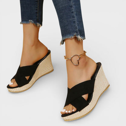 SARA – Sandalias de cuña con plataforma y tiras para mujer
