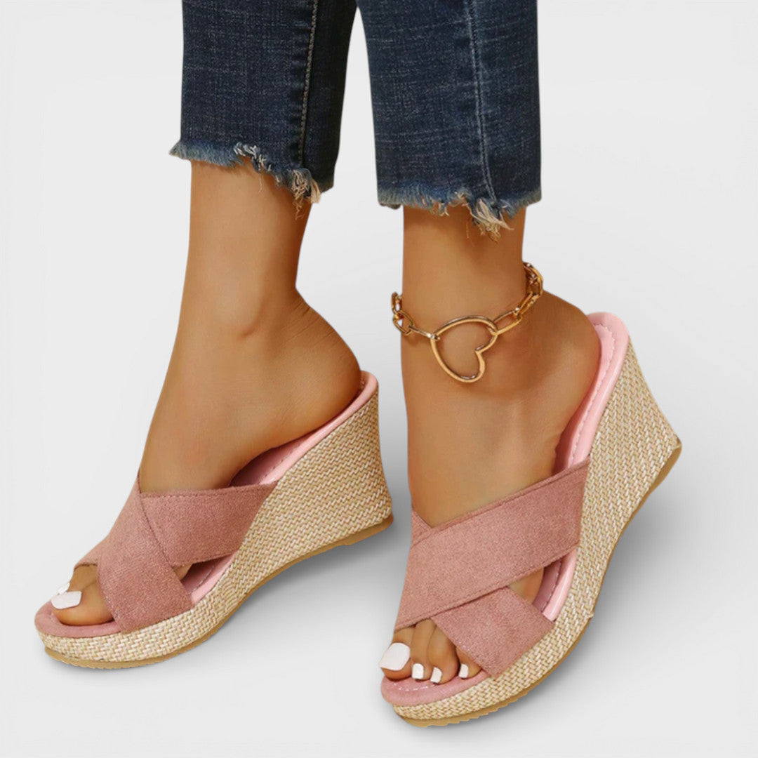 SARA – Sandalias de cuña con plataforma y tiras para mujer