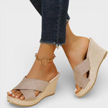 SARA – Sandalias de cuña con plataforma y tiras para mujer
