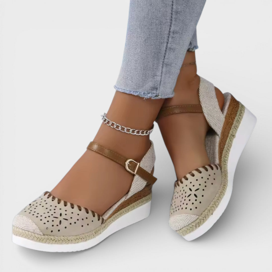 DANIELA – Sandalias de cuña con punta cerrada para mujer