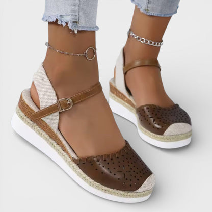DANIELA – Sandalias de cuña con punta cerrada para mujer
