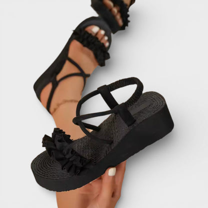 BELLA – Sandalias de cuña boho con plataforma para mujer