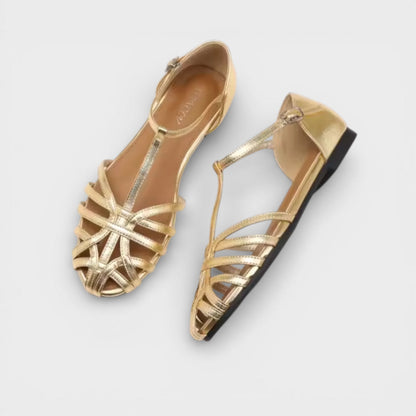 LAURA – Sandalias planas de mujer con tiras cruzadas