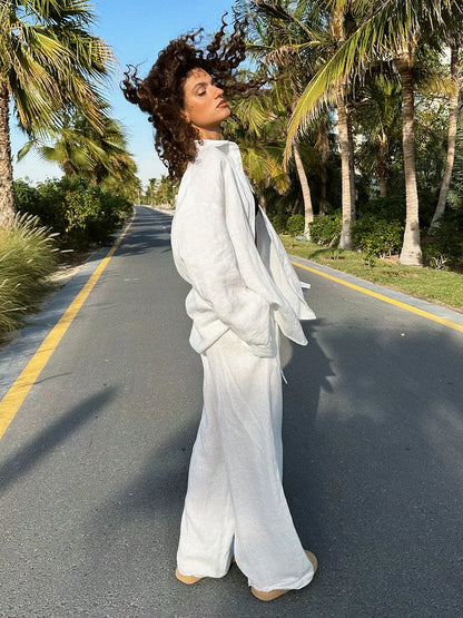 Siena – Conjunto de mujer con pantalón fluido y blusa abierta