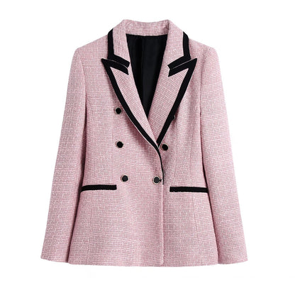 Blazer cruzado de mujer con detalles en contraste – THAINA
