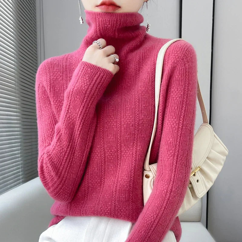 MARISE - Suéter de manga larga con cuello alto para mujer