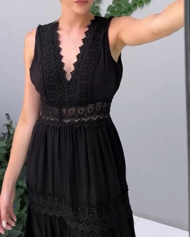 Aurelie – Vestido elegante de encaje con escote en V para mujer