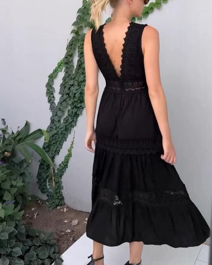 Aurelie – Vestido elegante de encaje con escote en V para mujer