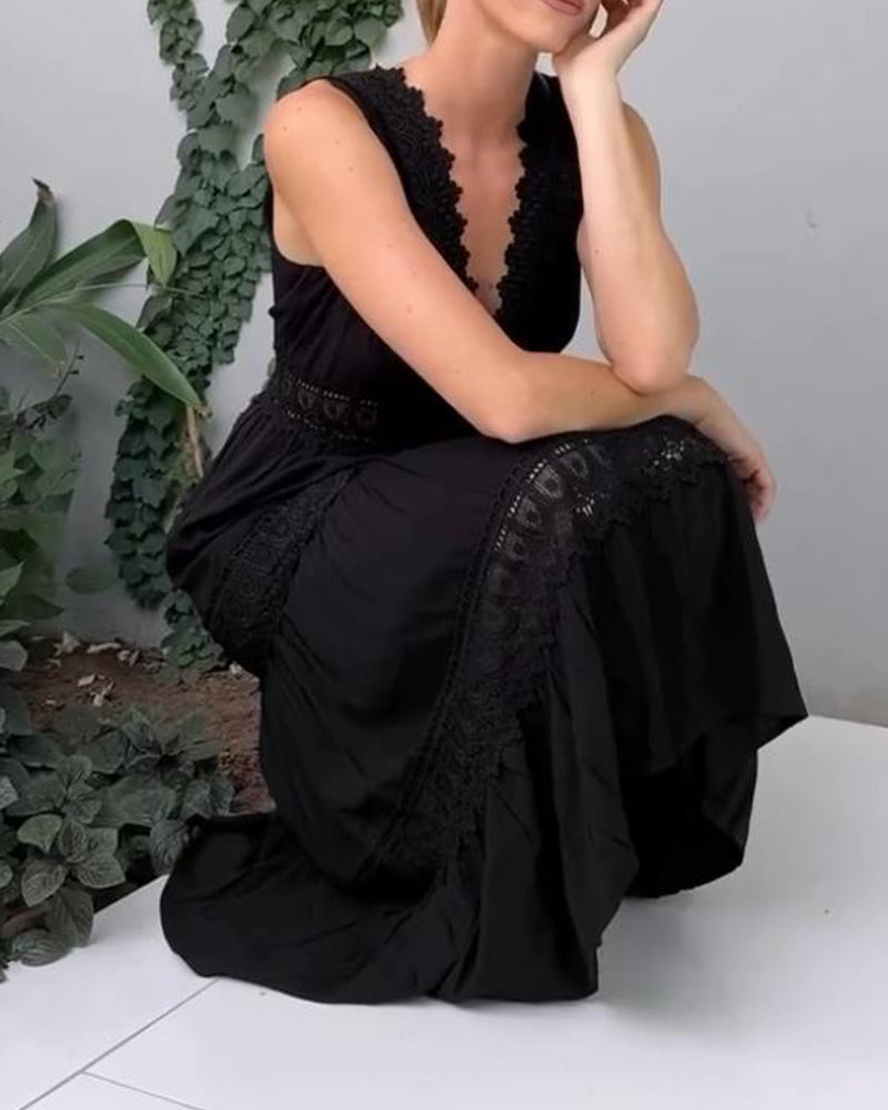 Aurelie – Vestido elegante de encaje con escote en V para mujer