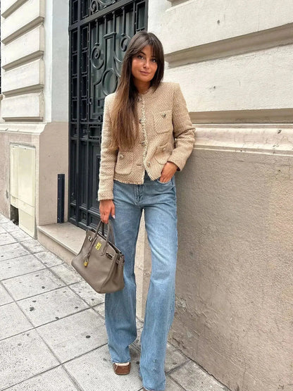 MADELYN – Blazer de tweed con bolsillos para mujer