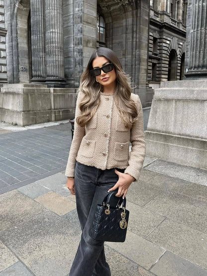 MADELYN – Blazer de tweed con bolsillos para mujer