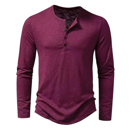 Camiseta de manga larga para hombre con botones en el escote – HENRY