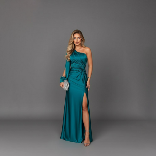 Valentia – Vestido satinado de un hombro para mujer