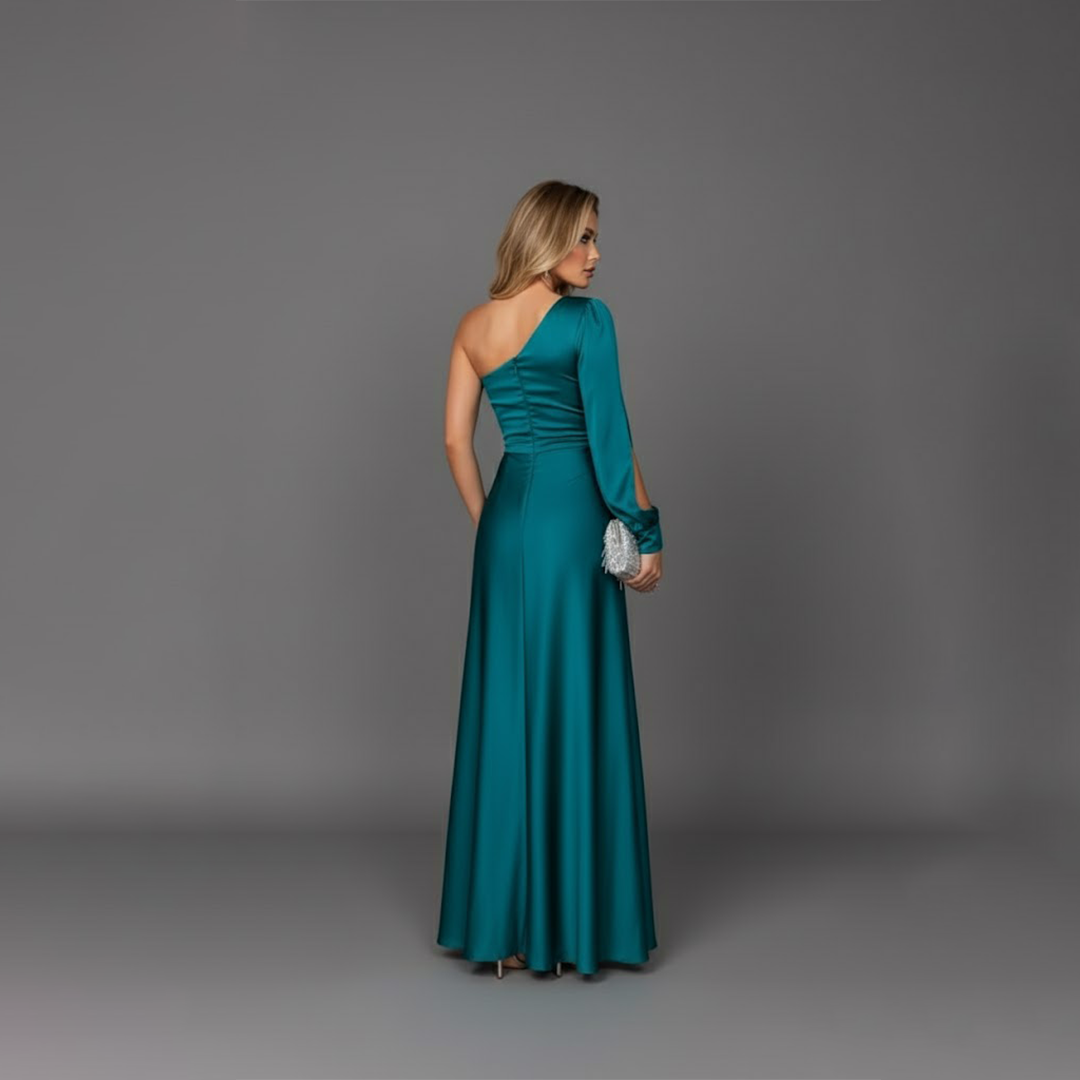 Valentia – Vestido satinado de un hombro para mujer