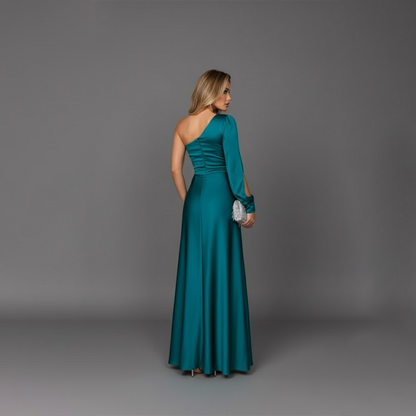 Valentia – Vestido satinado de un hombro para mujer
