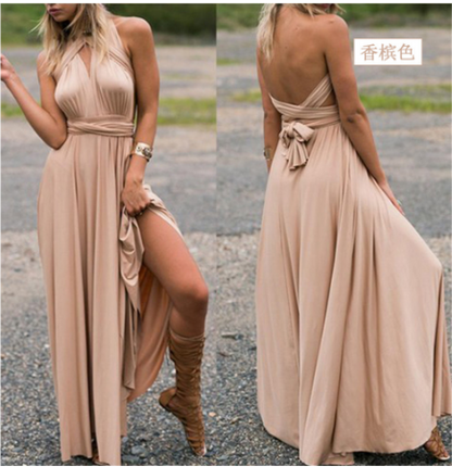 Vestido largo cruzado con espalda descubierta para mujer – AUREA