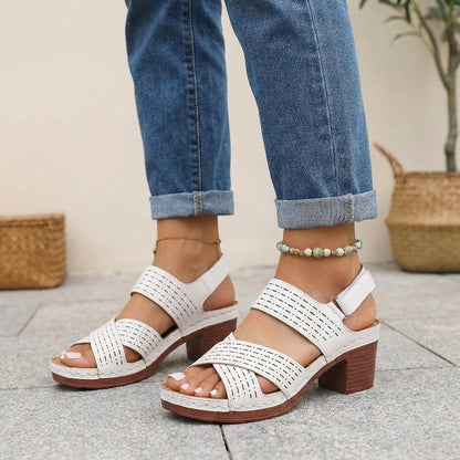 CARMELA – Sandalias de plataforma con tacón cómodo y soporte ortopédico para mujer