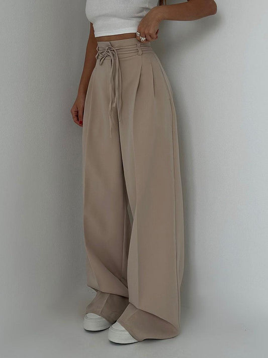 Pantalón de pierna ancha con cintura elástica y caída fluida – ANARA