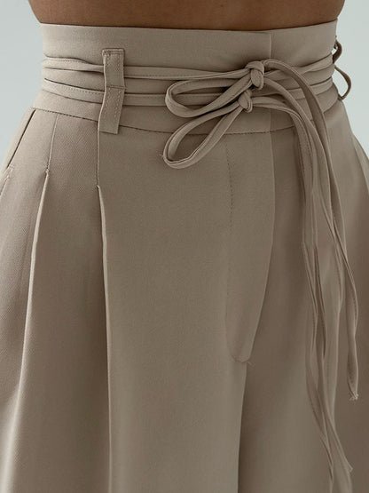 Pantalón de pierna ancha con cintura elástica y caída fluida – ANARA
