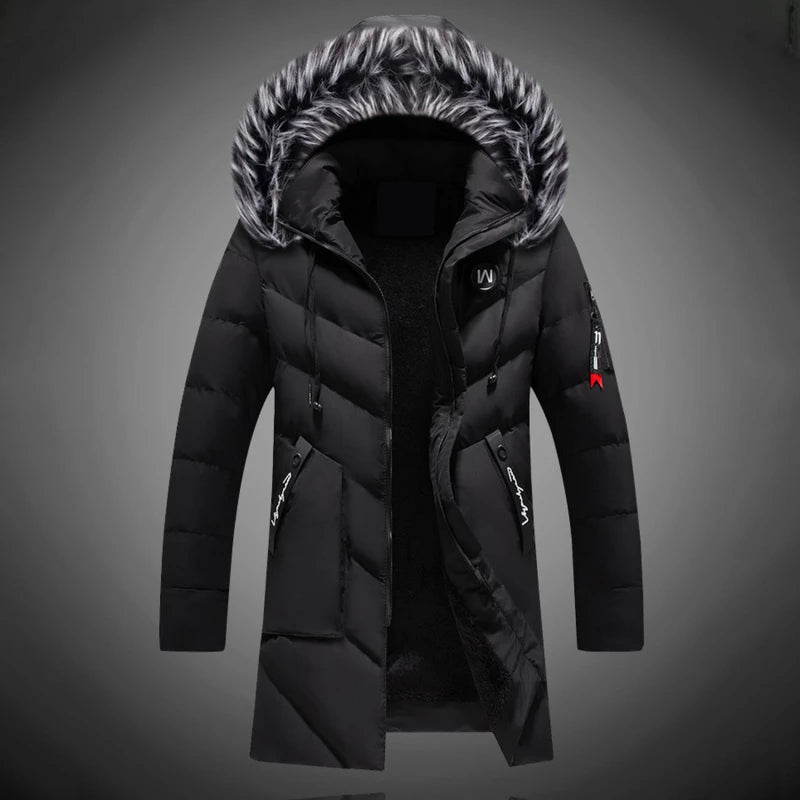 EMILVAN – Abrigo de invierno para hombre con capucha y forro de piel sintética