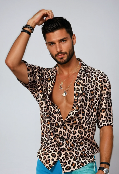 Savanna – Camisa veraniega para hombre con estampado de leopardo