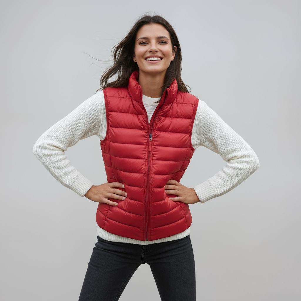 IVAREL – Chaleco acolchado para mujer con cuello alto y diseño ligero
