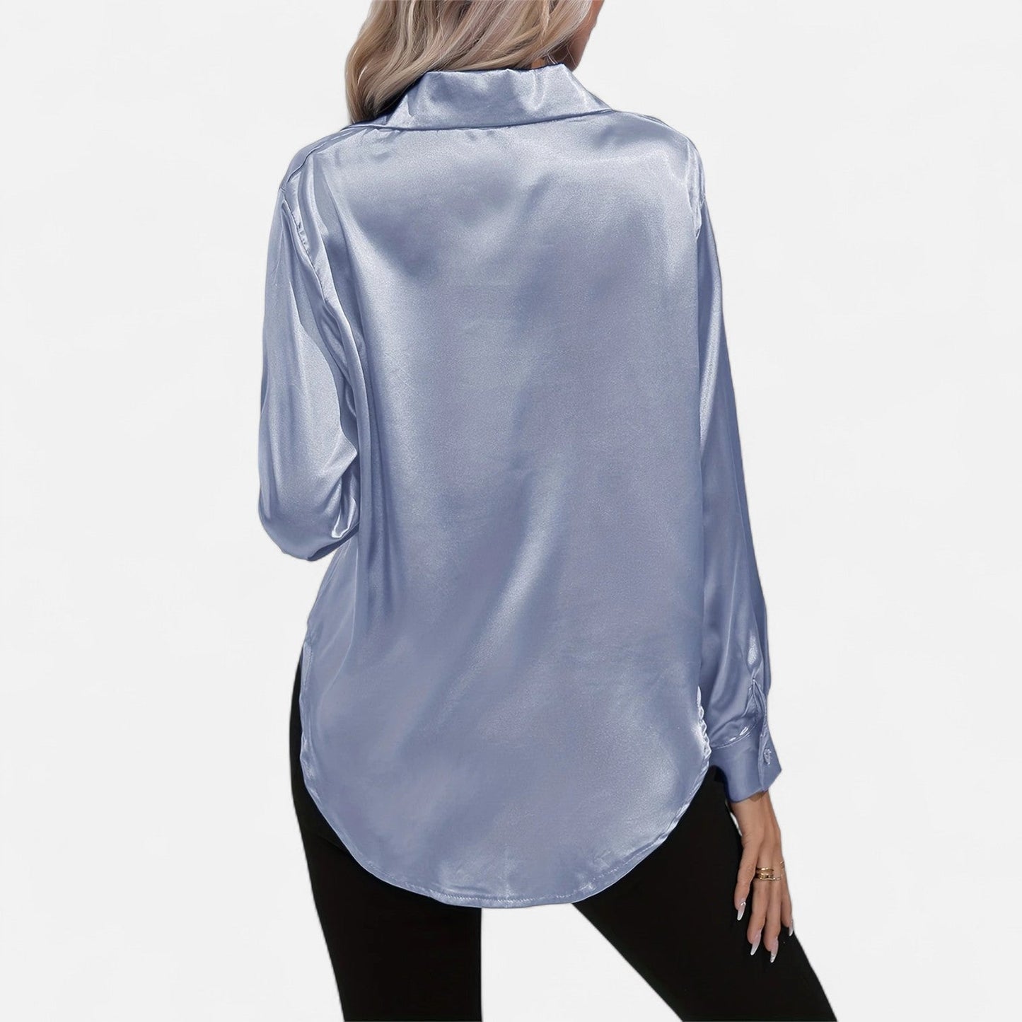 Dorevelle – Camisa satén para mujer con cuello clásico