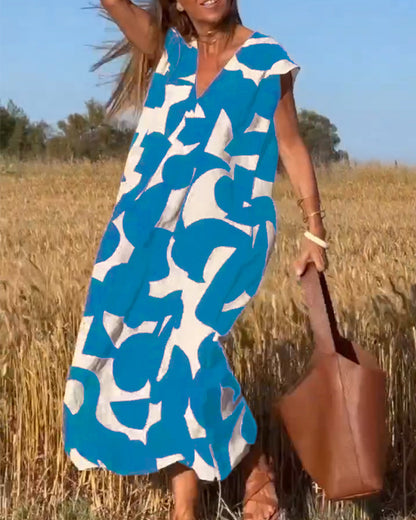 Vestido estampado con escote en V y corte fluido – LYSÉA