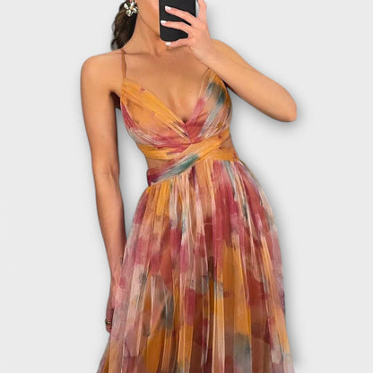 Marina – Vestido maxi floral degradado con silueta fluida para mujer