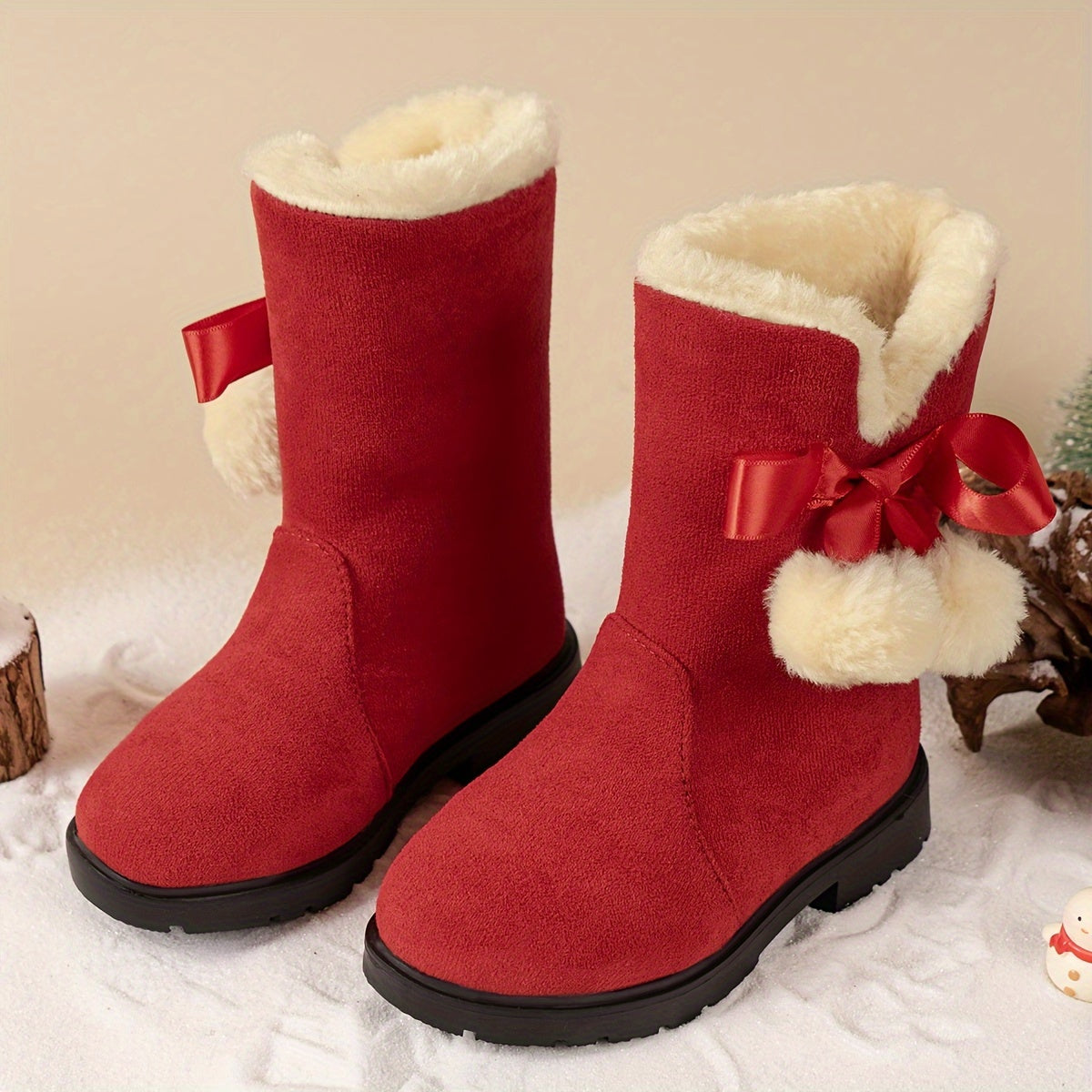 ALBA - Botas de nieve de felpa cálida con suela antideslizante para niñas