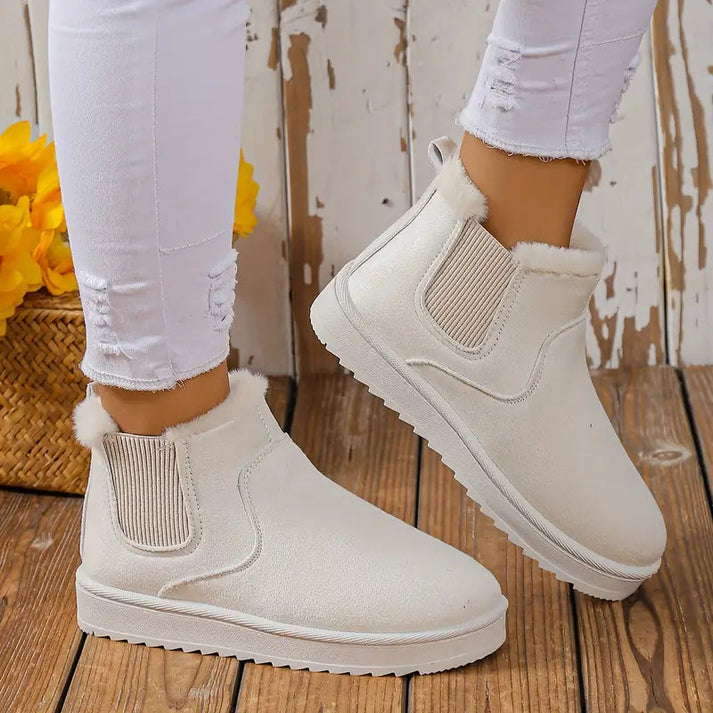 GIA – Botines de ante sintético con forro de borrego para mujer