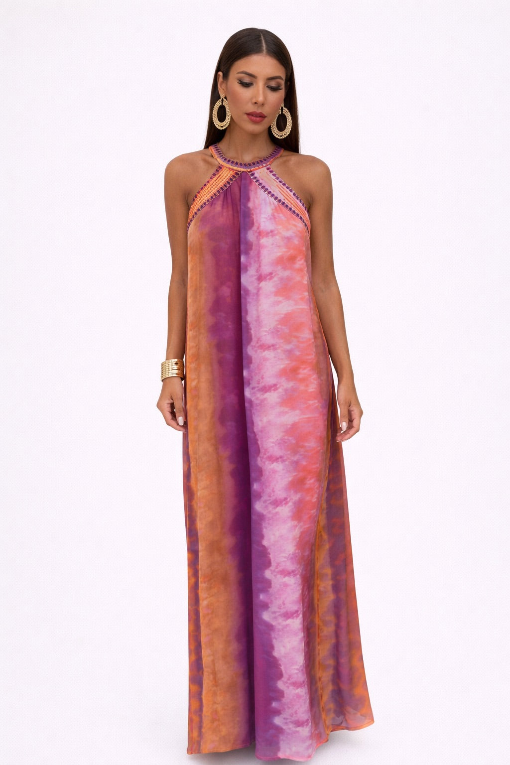 Vestido largo para mujer con cuello – ALYA
