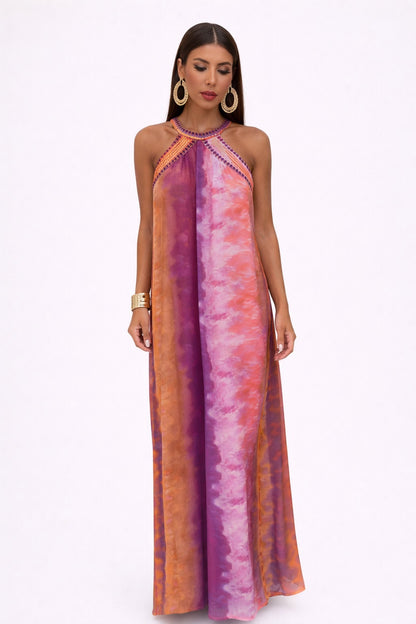 Vestido largo para mujer con cuello – ALYA