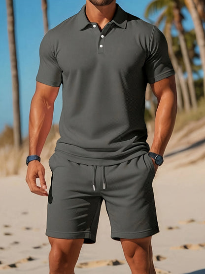 EADRIC – Conjunto de verano para hombre con polo y pantalón corto a juego