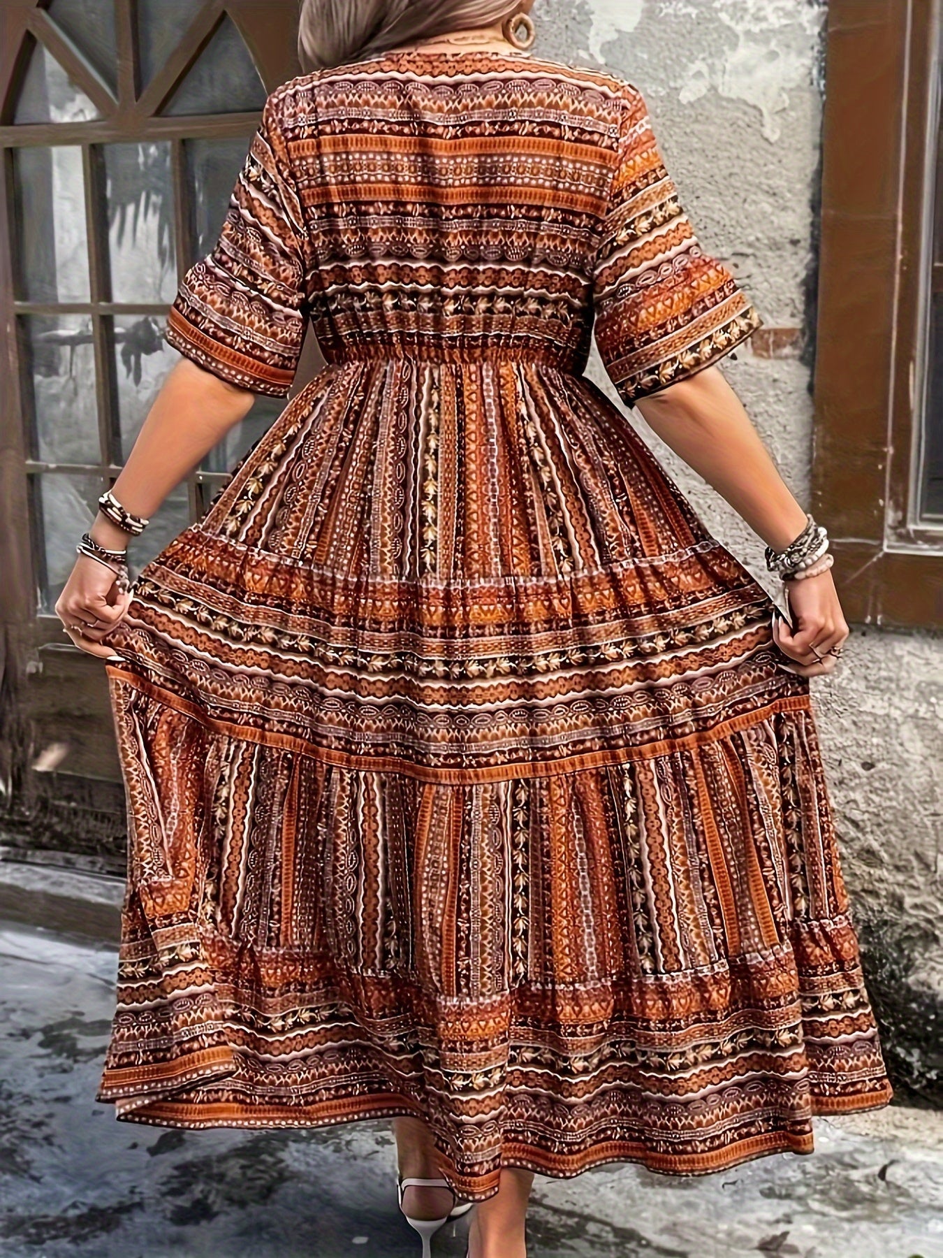 Floretta – Vestido midi bohemio floral fluido para mujer