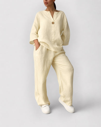 Conjunto camisa y pantalón ancho para mujer – CONCEPCIÓN