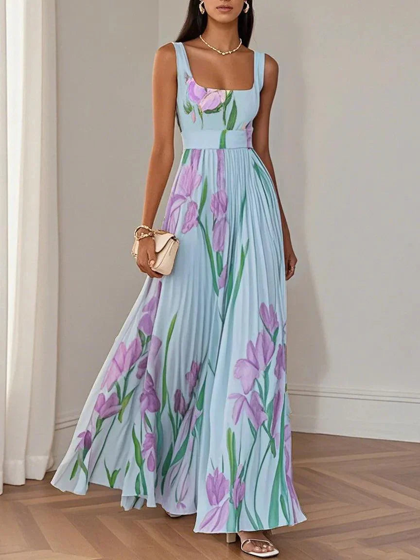 Almara – Vestido bohemio floral fluido en corte A para mujer