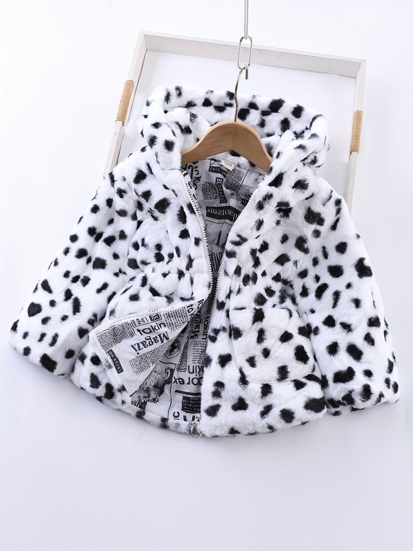 NOA - Chaqueta de forro polar con capucha y estampado de leopardo para niñas