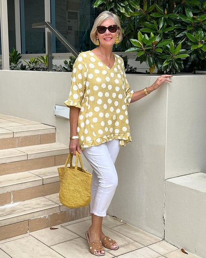 Blusa estampada con escote en V y caída fluida – ELIA