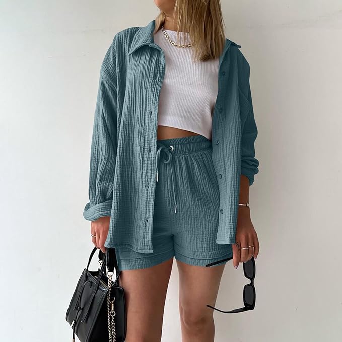 Conjunto de verano en algodón: camisa y shorts – CAROLINE