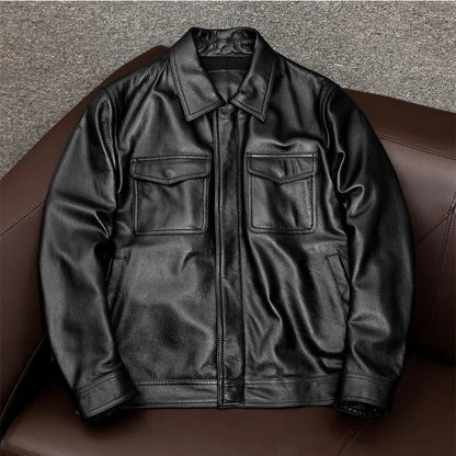 MACKSTON – Cazadora de piel sintética para hombre con estilo atemporal