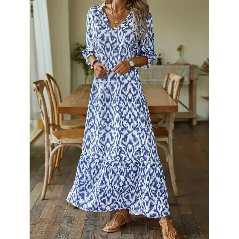 Solara – Vestido de verano con escote en V y mangas semicortas para mujer