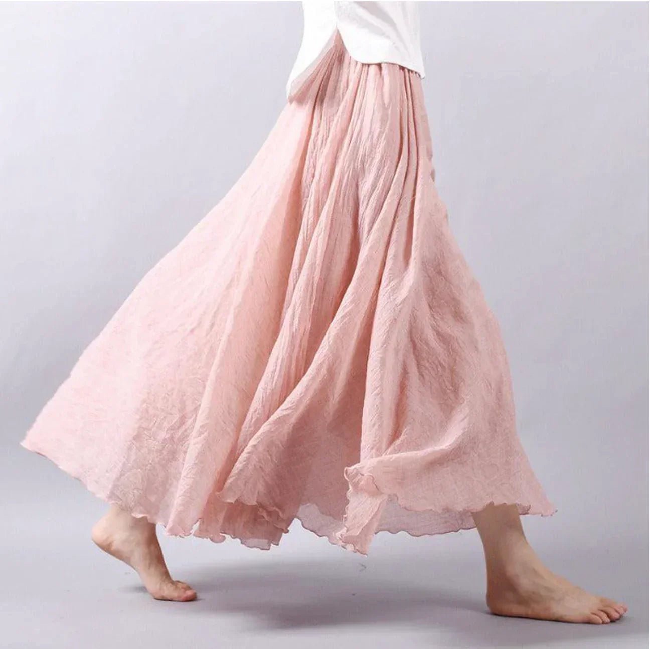 ISABEL – Falda maxi bohemia de cintura alta y corte a-line