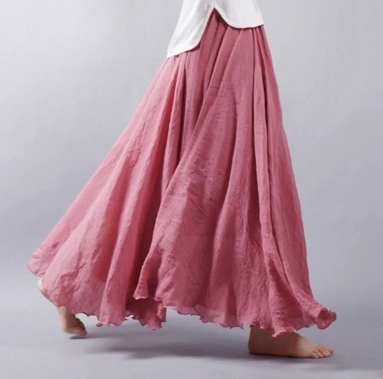 ISABEL – Falda maxi bohemia de cintura alta y corte a-line