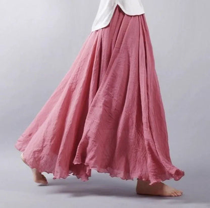 ISABEL – Falda maxi bohemia de cintura alta y corte a-line