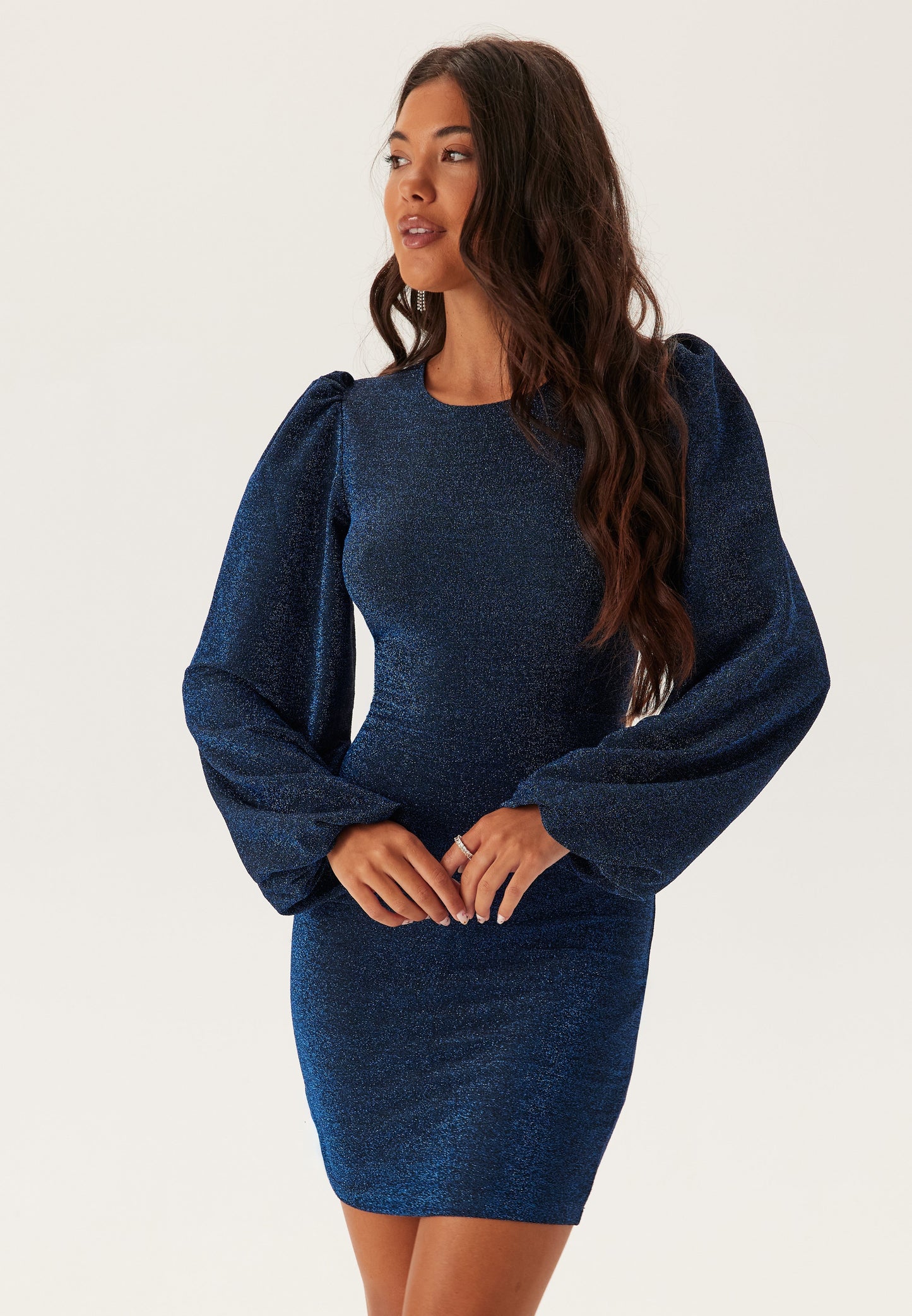 Estrella – Vestido mini ajustado de manga larga con brillo para mujer