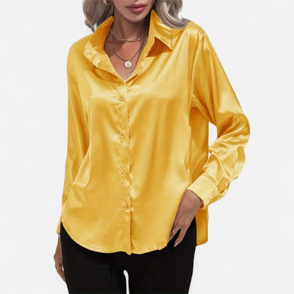 Dorevelle – Camisa satén para mujer con cuello clásico