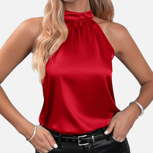 Dorella – Blusa satín con cuello halter para mujer