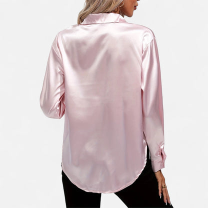 Dorevelle – Camisa satén para mujer con cuello clásico